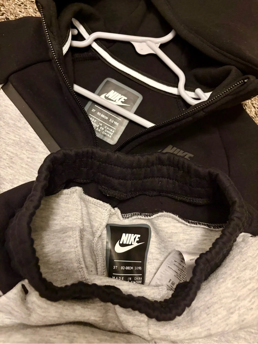 Nike Tech Toddler Black & Gray Colorblock Hoodie and Joggers Set